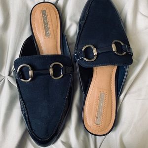 Navy Blue Tahari Mules